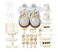 Druuzyl Conjunto de 43 Joyas para Sneakers, Colgantes para Zapatillas, Adornos Desmontables que Contienen Perlas, Lazos, Alfileres y Pinzas, Clips Decorativos para Sneakers