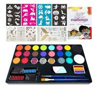 Druuzyl Kit de Maquillaje Facial Infantil 32 Piezas - 20 Colores con Brillos, Pinturas No Tóxicas para Niños, para Carnaval/Cumpleaños/Fiestas Escolares (Seguro, Lavable)
