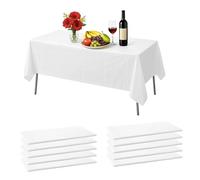 Druuzyl Mantel Desechable 10 Piezas Mantel Rectángulo 137 x 274 cm para Fiestas, Blanco Plástico Aplicable a Manteles Desechables para Mesas de Fiesta Boda Cumpleaños Infantil Navidad