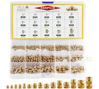 Druuzyl Set de 300 Insertos Roscados de Latón para Impresión 3D - M2 M2.5 M3 M4 M5 M6 - Tuercas de Moldeo con Caja PP y Etiqueta