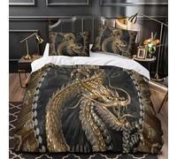 DRVASMXCP Arte de Dragones míticos Funda de Edredón Estampado 3D 3 Piezas Cierre de Incluye Fundas de Almohada Lavables diseño de Criaturas fantásticas Funda Edredon for Familia Single（135x200cm）