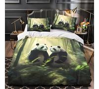 DRVASMXCP Dibujos Animados de Panda Funda de Edredón Suave 3 Piezas Diseño 3D con Fundas de Almohada Antialérgica Ilustración de Animal Lindo Funda Edredon for niños y niñas Double（200x200cm）