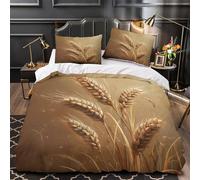 DRVASMXCP Tallos de Trigo Funda de Edredón Incluye Fundas de Almohada Juego de 3 Piezas Estampado 3D Cremallera Oculta Antibacteriana Rústico Natural Funda Edredon for Adolescentes Single（135x200cm）