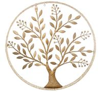 DRW Adorno de pared de un arbol de metal en dorado 80x5x80 cm