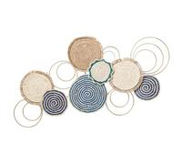 DRW Aplique de Pared de Metal y Paja Trenzada 122x6x64cm