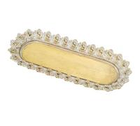 DRW Bandeja Alargada con cabeceras Redondeadas Decorada de Resina en Dorado 2.5x29x11.5 cm