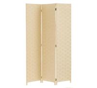 DRW Biombo con 3 Hojas de Papel Trenzado en Beige