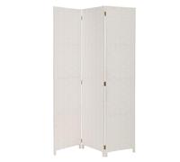 DRW Biombo con 3 Hojas de Papel Trenzado en Blanco 60x30x116 cm