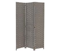 DRW Biombo con 3 Hojas de Papel Trenzado en Gris 40x34x48 cm