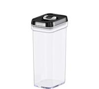 DRW Bote de Cocina 1700ml acrilico con Cierre hermetico en Transparente y Negro 10x13x32 cm