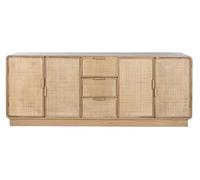 DRW Buffet aparador bajo de Roble y Ratan con Puertas y cajones 182x45x71 cm