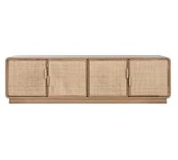 DRW Buffet aparador bajo Mueble Television de Roble Macizo y Ratan 157x45x40 cm