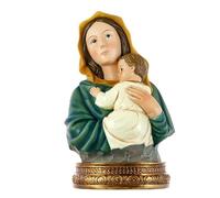DRW Busto de la Virgen con el niño de Resina Pintado a Mano 13x10x21 cm.