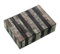 DRW Caja Rectangular de Resina con Base de Madera Gris y Negro 13x18x5 cm