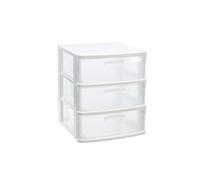 DRW Cajonera 3 cajones PVC translucida y Blanca 39x40x49.5 cm