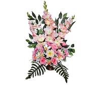 DRW Centro de Flores Artificiales Cementerio, Iglesia Bodas sepulturas Rosa Fucsia con gladiolos Rosas y orquideas 63x46x73 cm