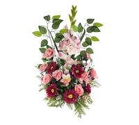 DRW Centro de Flores Artificiales Cementerio, Iglesia Bodas sepulturas Rosa Fucsia con gladiolos Rosas y orquideas 70x45x25