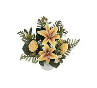DRW Centro de Flores con liliums y Rosas Amarillas Artificiales 60x30x70