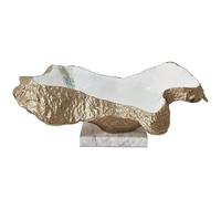 DRW Centro de Mesa de Aluminio con Base de marmol en Dorado y Blanco 20x44x14 cm