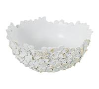 DRW Centro de Mesa Redondo Decorado de Resina en Blanco y Dorado 8x19.5x19.5 cm