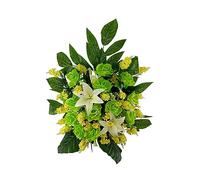 DRW Centro Flores Artificiales Cementerio, Santos, Iglesias, Aniversarios, Ceremonias, Bodas con Rosas Verdes, liliums y Lilas Amarillas 85x100x54 cm