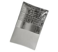 DRW Centro Rectangular de Ceramica en Plateado y Blanco Brillo 3.5x16x26 cm