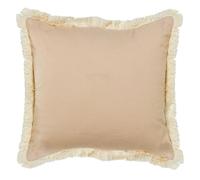 DRW Cojin Cuadrado de Poliester, algodón y Lino con Cremallera en Crema 45x10x45 cm
