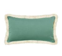 DRW Cojin Rectangular de Poliester, algodón y Lino con Cremallera en Verde 50x10x30 cm