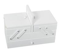 DRW Costurero Extensible Tipo acordeon con Cajon de Madera Blanco 23x33x16 cm