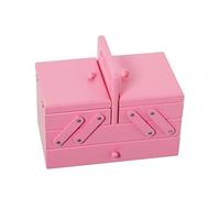 DRW Costurero Extensible Tipo acordeon Tipo acordeon con Cajon de Madera Rosa 18x23x14 cm
