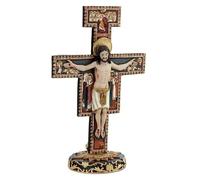 DRW Crufijo Jesus en Cruz Bizantina Resina Pintada a Mano 27 cm