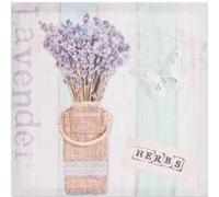 DRW - Cuadro de Madera Estilo Lienzo Decorado con Flores de Lavanda y Mariposa de Metal 3D