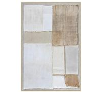 DRW Cuadro Lienzo Abstracto con Marco de Madera en Blanco y Gris 80x120x3,5cm