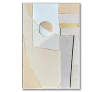 DRW Cuadro Lienzo Abstracto con Marco de Madera Natural en Natural, Blanco, Beige y Gris 122x82x4.5 cm