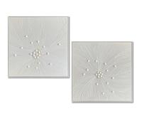 DRW Cuadro Lienzo Abstracto con Marco de Madera Natural en Natural y Blanco 80x80x4 cm