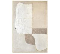 DRW Cuadro Lienzo con Marco de Madera Abstracto en Blanco, Beige y Gris 80x120x3,5cm