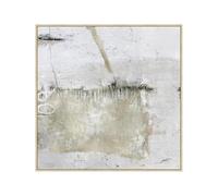 DRW Cuadro Lienzo con Marco de Madera Abstracto en Blanco y Beige 80x80x3,5cm
