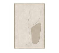 DRW Cuadro lienzo con marco de madera abstracto en blanco y gris 60x90x3,5 cm