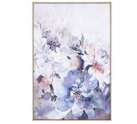 DRW Cuadro Lienzo con Marco de Madera Natural con Flores en Tonos Rosas y malvas 122.6x82.6x4.3 cm