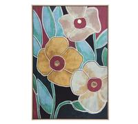 DRW Cuadro Lienzo con Marco de Madera Natural con Flores Tonos Varios 122.6x82.6x4.3 cm