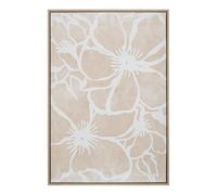 DRW Cuadro lienzo con marco de madera natural en beige y blanco 62.6x4.3x92.6 cm