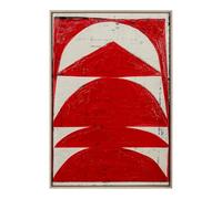 DRW Cuadro lienzo con marco de madera natural en rojo y blanco 62.6x3x92.6 cm
