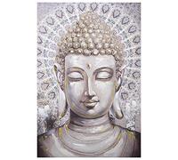 DRW Cuadro Lienzo Madera Rectangular con un Buda Multicolor 80x3x120 cm