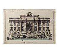 DRW Cuadro Lienzo Rectangular de Madera con La Fontana de Trevi y