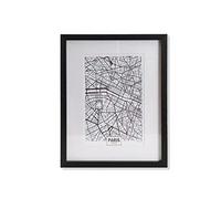 DRW Cuadro Mapa Enmarcado Ciudad Paris Blanco y Negro 35X2X45 cm