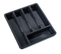 DRW Cubertero Extensible de melamina en Negro y Blanco 34x50x4.5 cm