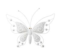 DRW Decoracion de Pared de una Mariposa de Metal Blanco y Dorado 40.5x56x3.5 cm
