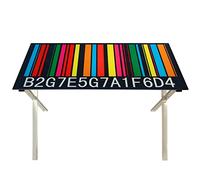 DRW DonRegaloWeb - Mesa de Metal Cromado sobre Cristal Decorado con un código de Barras de Colores