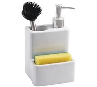 DRW Dosificador estropajero de cerámica en Blanco 11x9x18cm