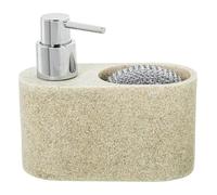 DRW Dosificador estropajero de poliresina en Beige 15x6,5x13cm